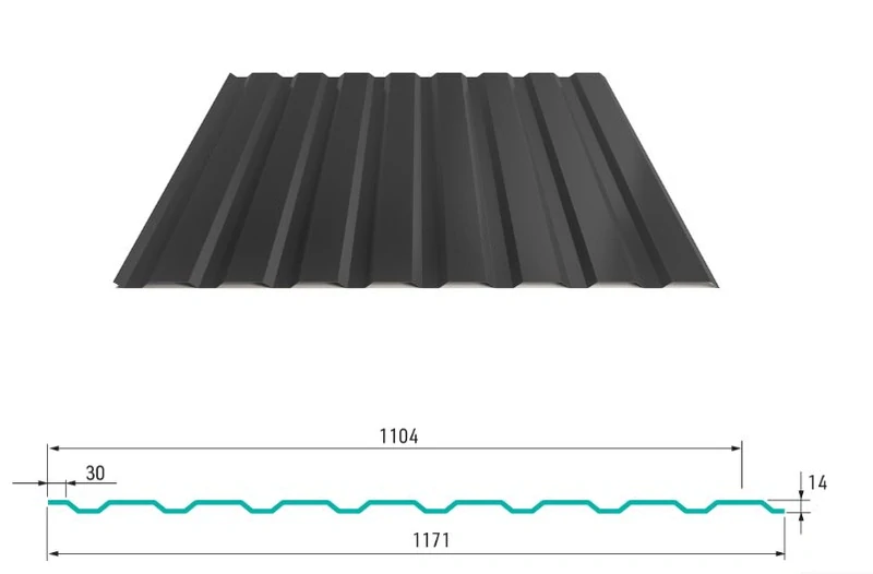 Trapézový plech Hornval E14 elevace PE mat 0,55 mm